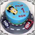 4 Tort z autami wyścigowymi na torze torty dla chłopców Cukiernia Pod Arkadami