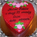 53 Tort w kształcie serca czerwony na rocznicę ślubu 