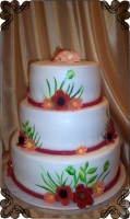 47 Tort weselny z malowanymi kwiatami oraz kwiatami z lukru  folkowy 
Cukiernia pod arkadami kraków