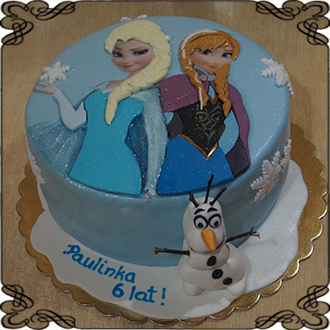 Tort z bałwamkiem Olaf oraz księżniczki Elsa i Anna Frozen