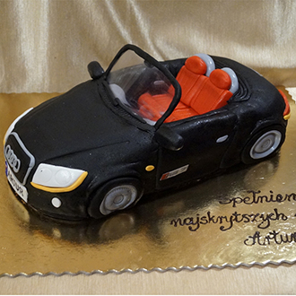 Tort czarny samochód cabrio