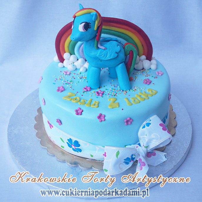 27BD. Tort z kucykiem pony, tęczą i kwiatuszkami