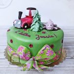 60BD Farmerski tort z traktorem, świnką i drzewem