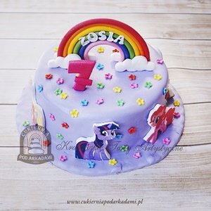 Tort z tęczą i kucykami Pony