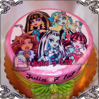 Tort monsterhigh 5 strasznych lalek fototort Cukiernia Pod Arkadami Krakow