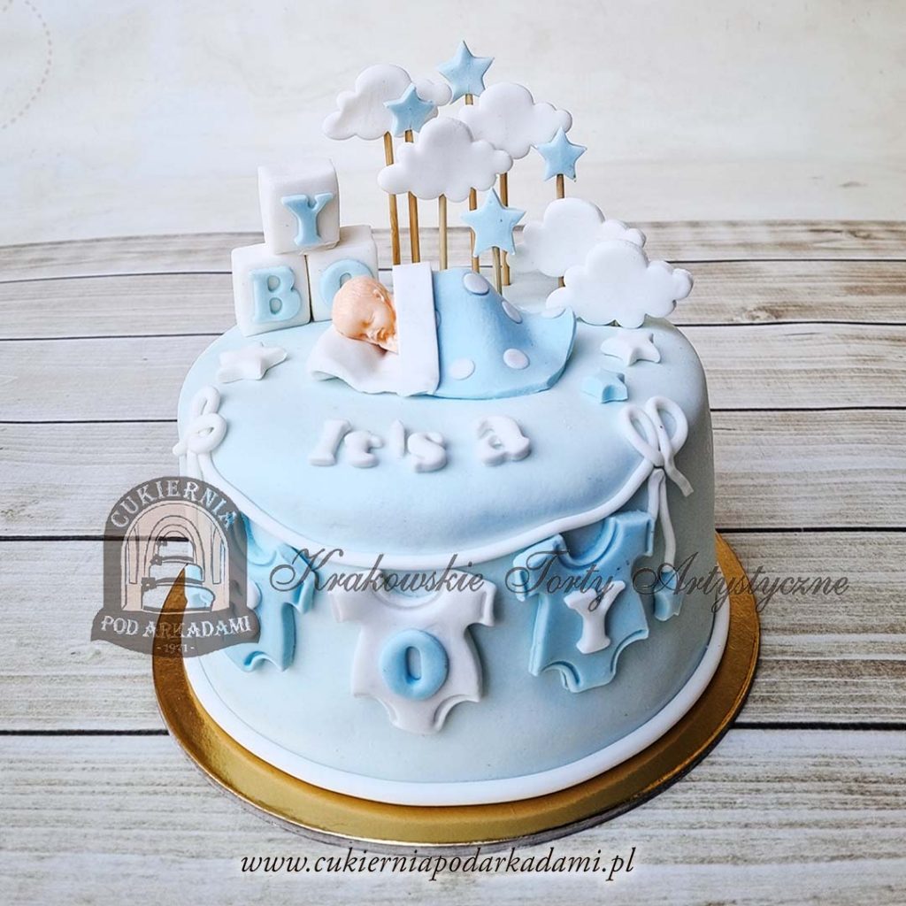 373BD Pastelowy niebieski tort z niemowlakiem i chmurkami_cukiernia-pod-arkadami