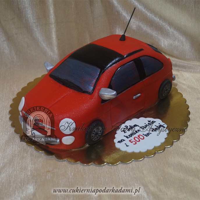 100ASM.Tort-fiat-500-czerwony-samochod-auto-przestrzenne-samochod-cukiernia-pod-arkadami-krakow
