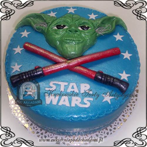 19ADCH.Tort-Mistrz-Joda-i-swietlne-miecze-Jedi-star-wars-cukiernia-pod-arkadami-krakow