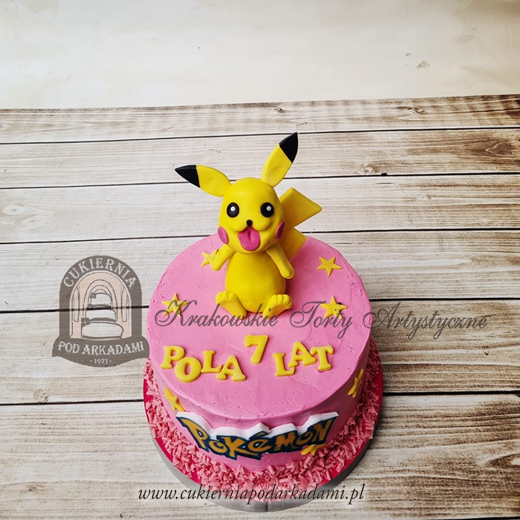 424BD Różowy tort Pikachu Pokemon CPA