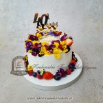 449BA Tort z kwiatami jadalnymi i owocami cpa