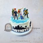 454BD Biały tort FORTNITE z drukowanymi figurkami i posypką CPA