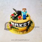 460BD Tort MINECRAFT żółty w figurkami cpa