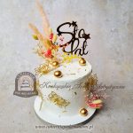 465BA Tort urodzinowu w stylu boho z suszkami i ażurowymi motylami cpa
