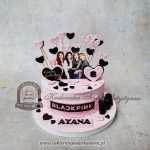473BA Różowo czarny serduszkowy tort da nastolatki z zespołem BLACKPINK cpa