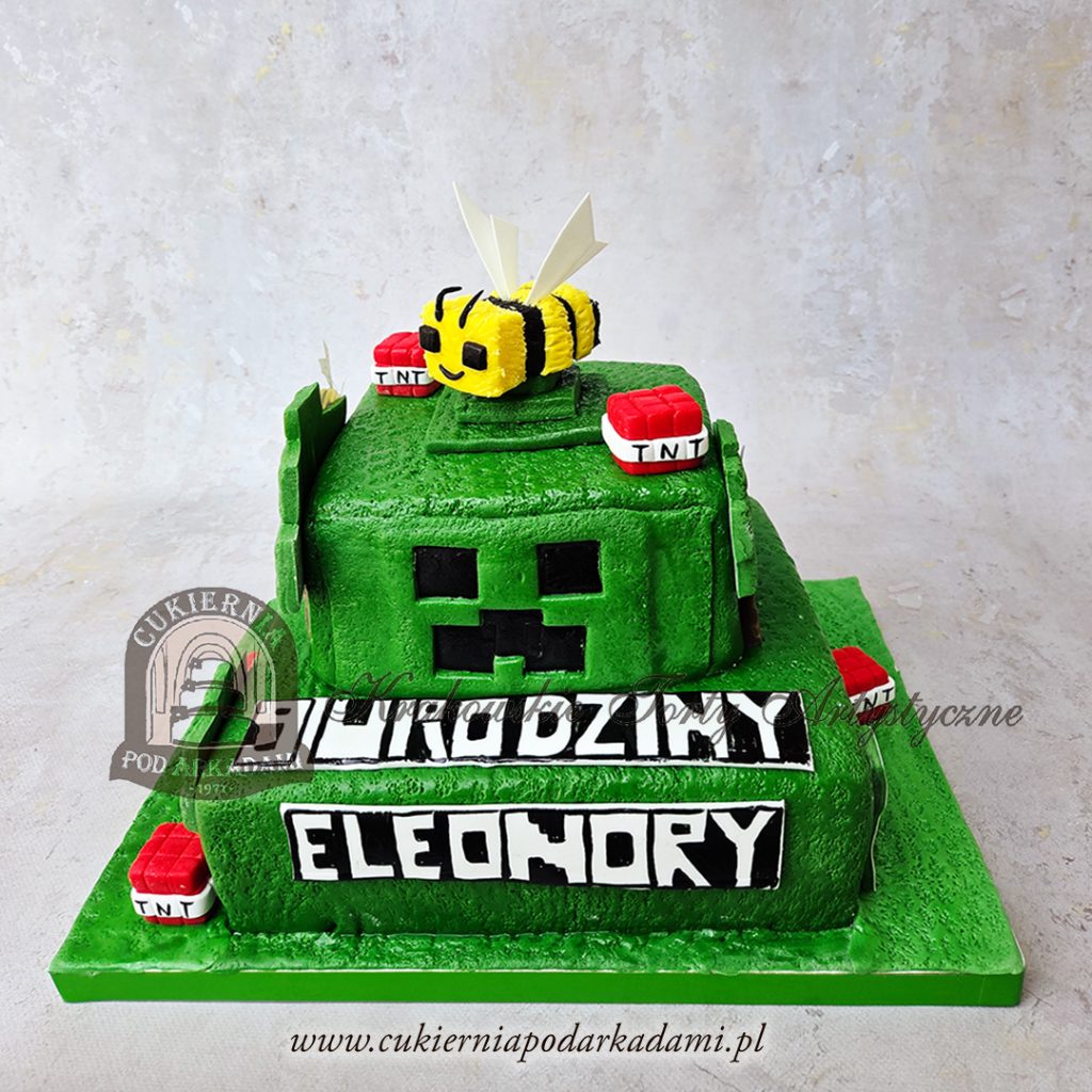 470BD Tort MINECRAFT z TNT i pszczołą cpa