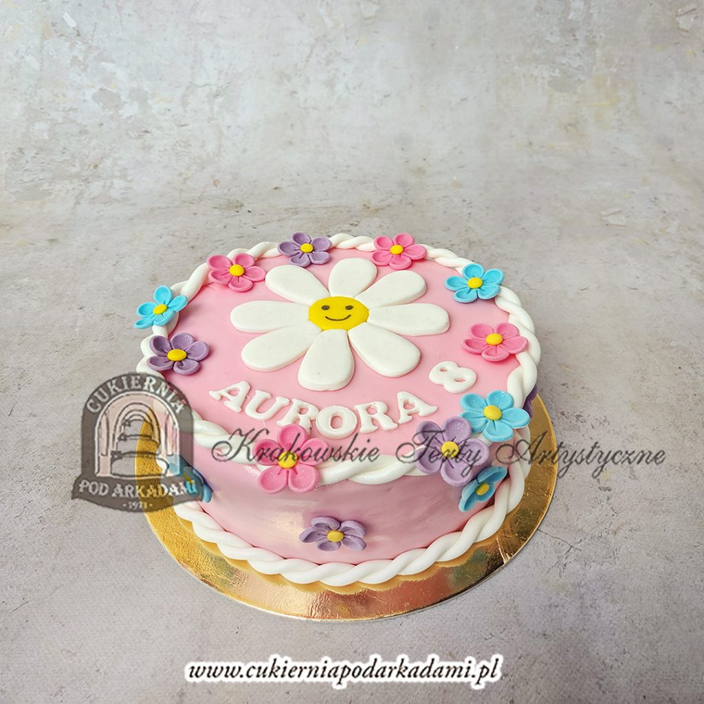 494BD Pastelowy tort z motywem kwiatuszków cpa